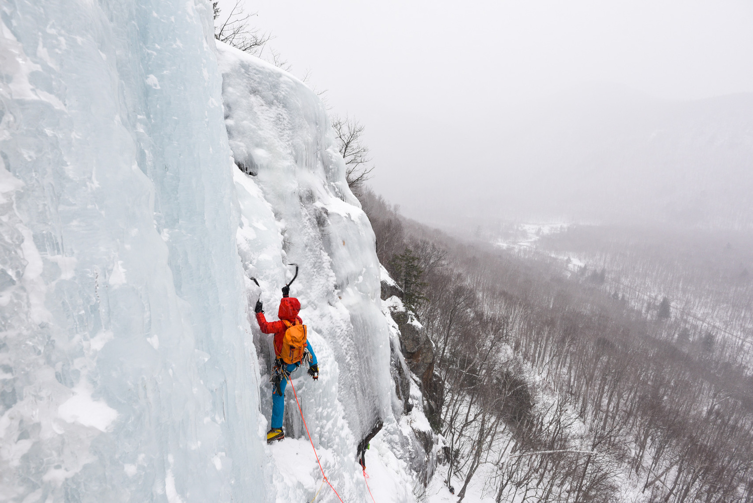 Ice Climber on Standard Route in Crawford Notch, New Hampshire Joe Klementovich on Fstoppers