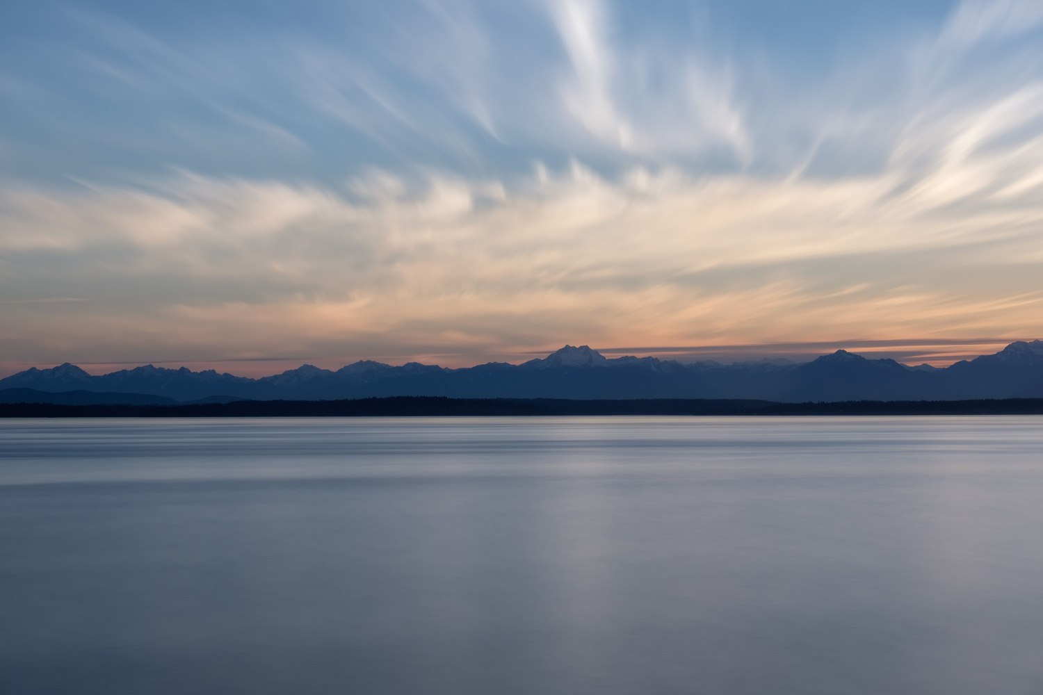 View Olympic Mountains from Seattle by John Zimmerman