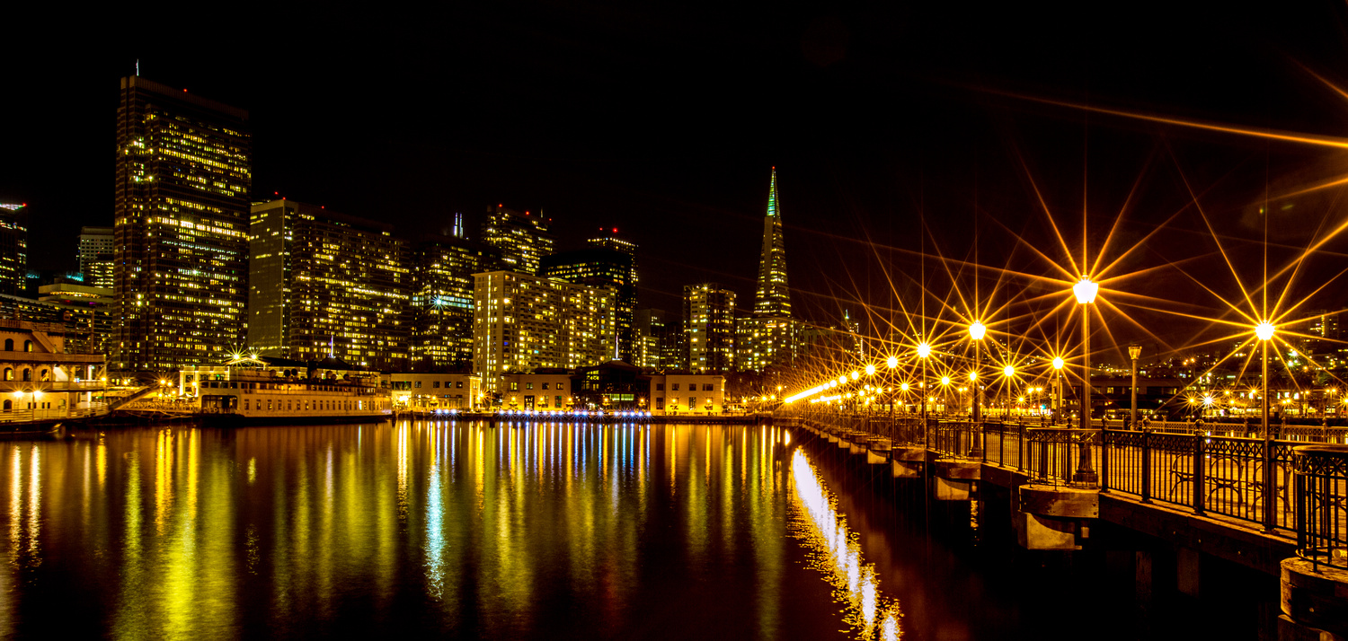 View San Francisco Waterfront at Night by Lev Kaytsner