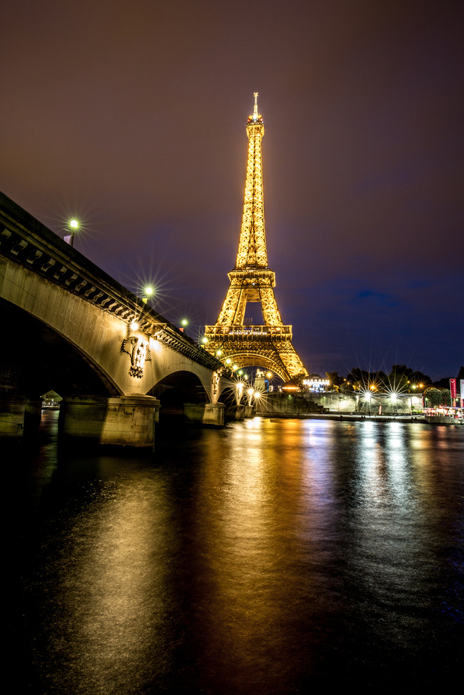 View Eifel Tower at Night in Paris by Lev Kaytsner