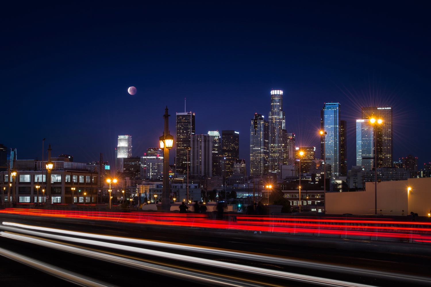 View Super Bluemoon Total Eclipse over Downtown LA by Chen Guo