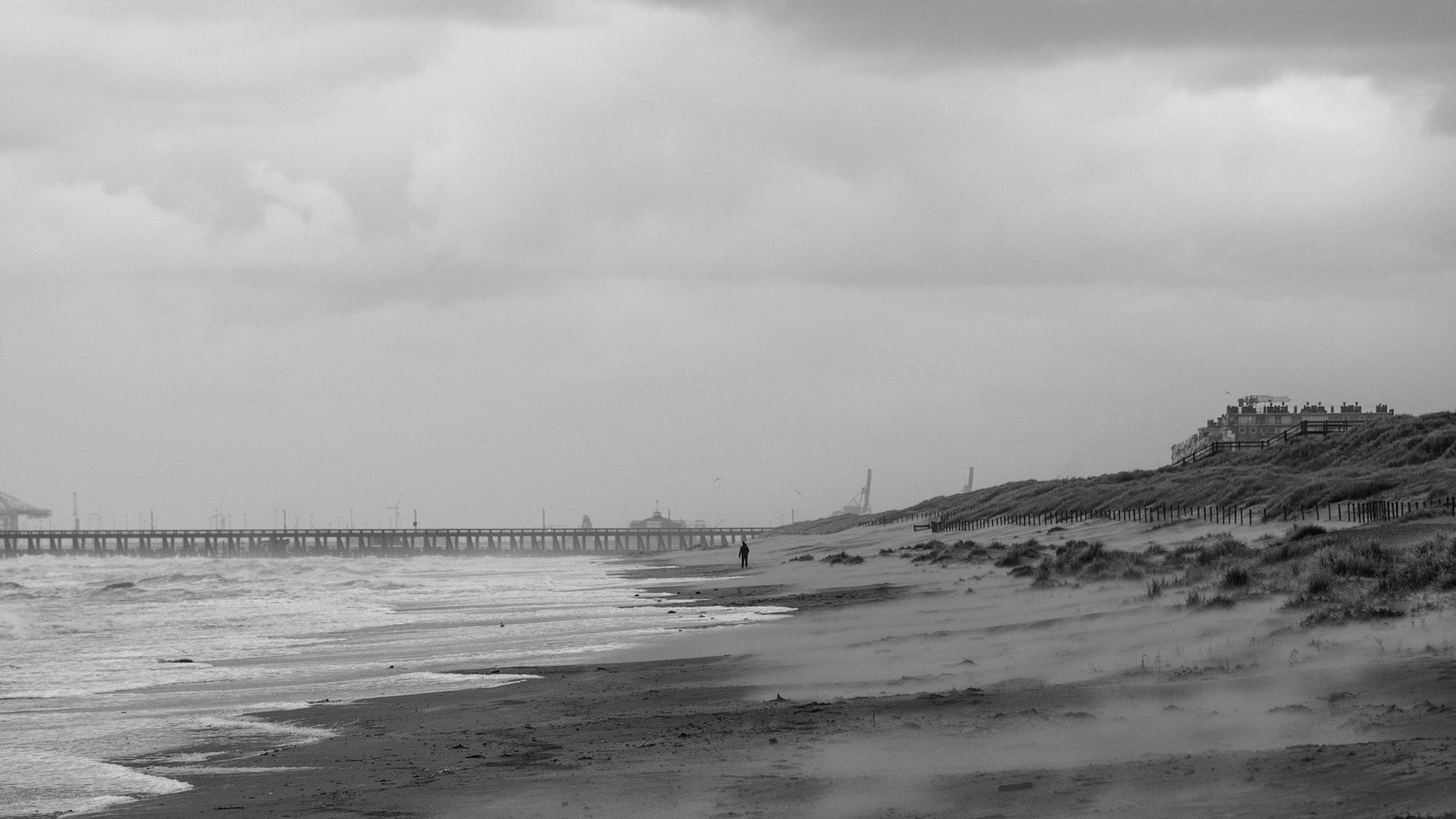 View Man Walking Beach by Yoshi De Groof