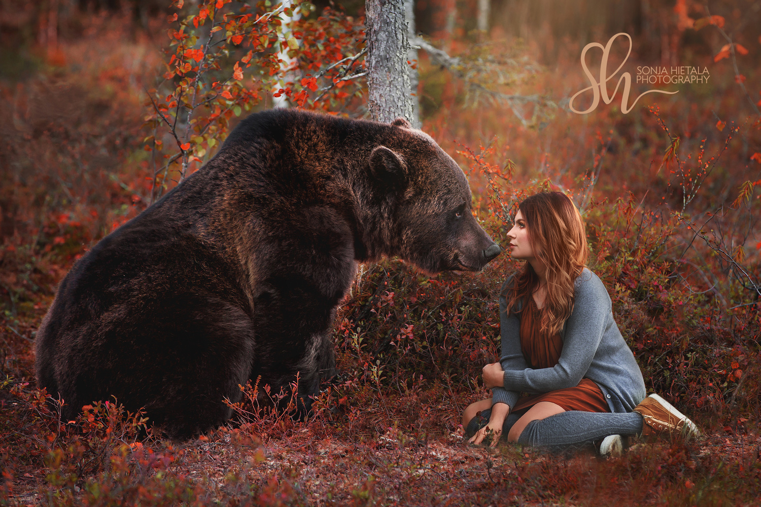 View Girl and a bear by Sonja Hietala