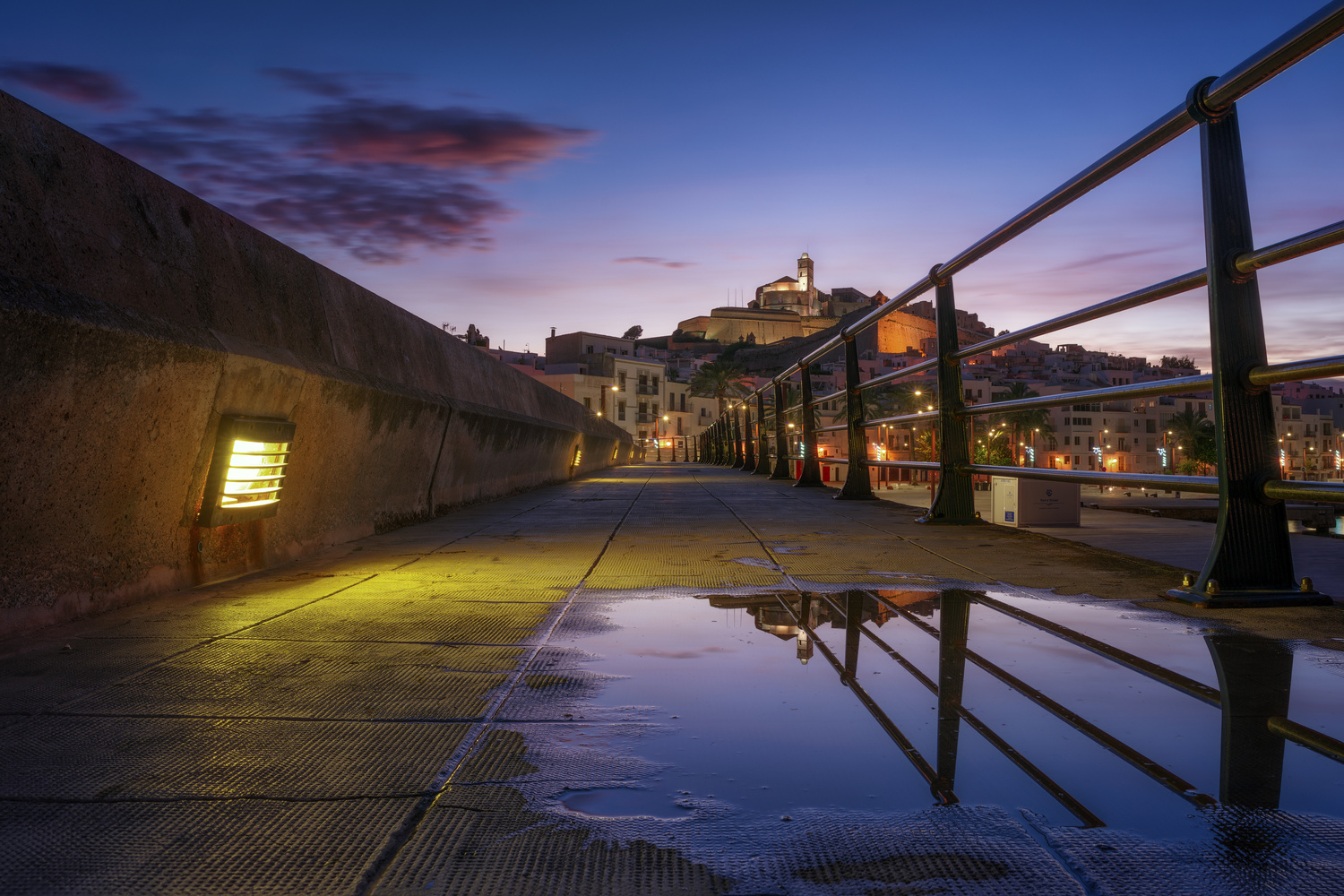 View Dalt Vila old town at blue hour , view from the pier , Ibiza . by Anton Calpagiu
