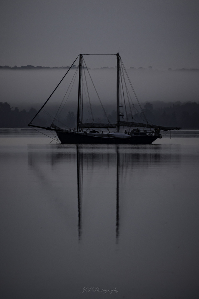 View Schooner in the Fog by Jonathan Scott