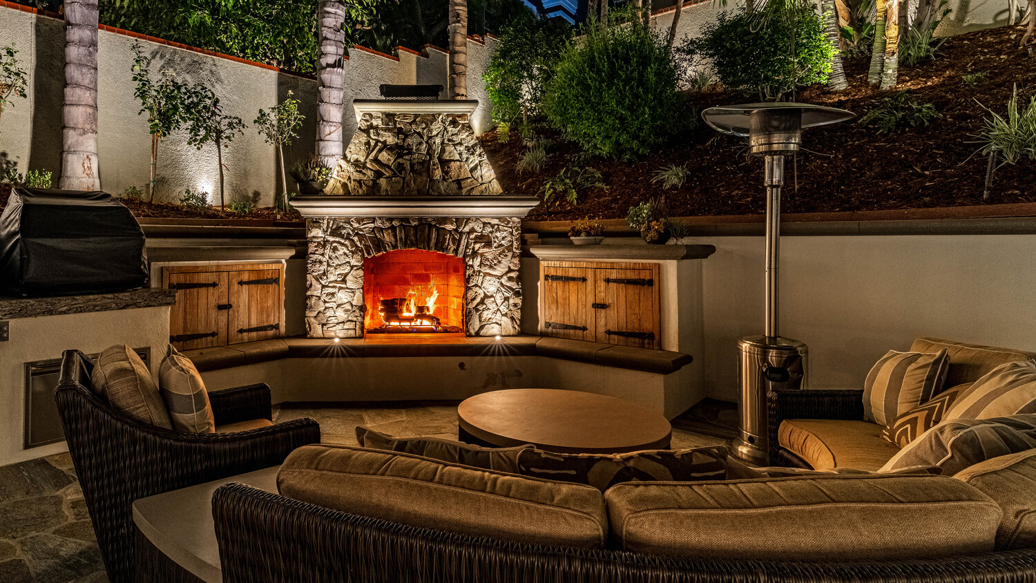 View Outdoor Fireplace by Justin Bradley