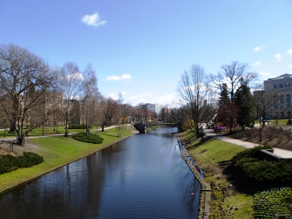 View Daugava River from a bridge in Riga City - Latvia, April 2015 by Lola Hatmil