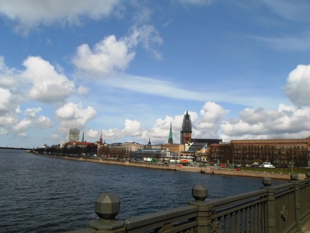 View Dugava River & Riga City from a bridge - Latvia, April 2015 by Lola Hatmil