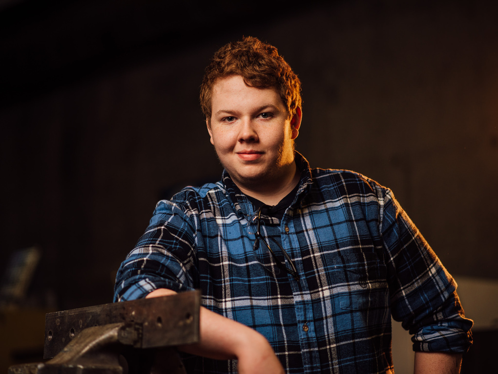 View Senior Blue Collar Portrait by Thomas Cherry