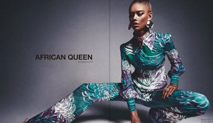 White Girl Poses for African Queen Shoot