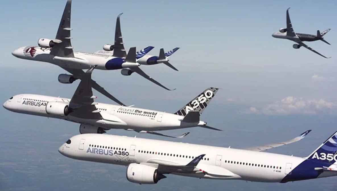 Watch “Family flight” – Five Airbus A350 XWBs together in flight on YouTube.