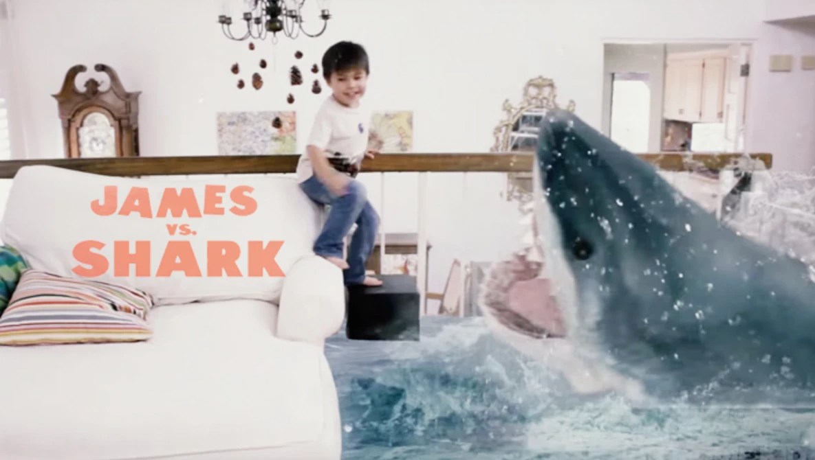 Watch James vs. Shark on YouTube.