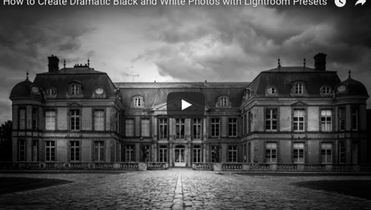 Watch How to Create Dramatic Black and White Photos with Lightroom Presets on YouTube.