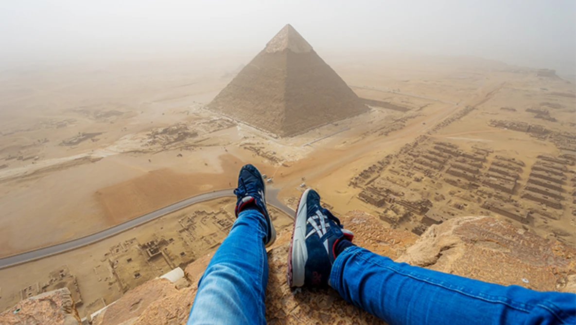 Watch Climbing the Great Pyramid of Giza (146 metres) on YouTube.