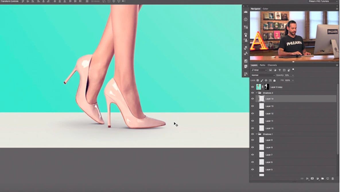 Watch How to Create Perfect Shadows in Photoshop on YouTube.