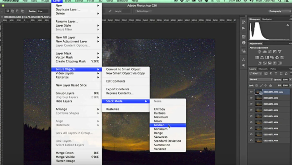 Watch Milky Way Exposure Stacking with Manual Alignment (Noise Reduction) in Adobe Photoshop on YouTube.