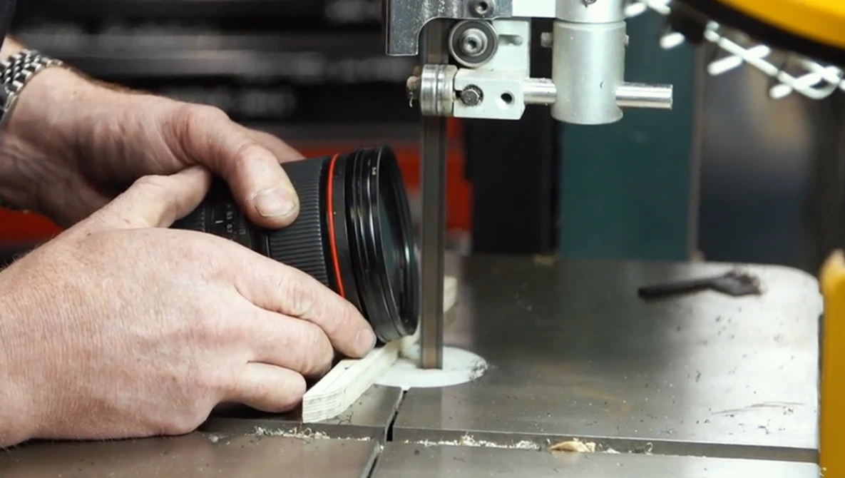 Watch Adam Savage Removes Camera Lens Filter with Band Saw! on YouTube.