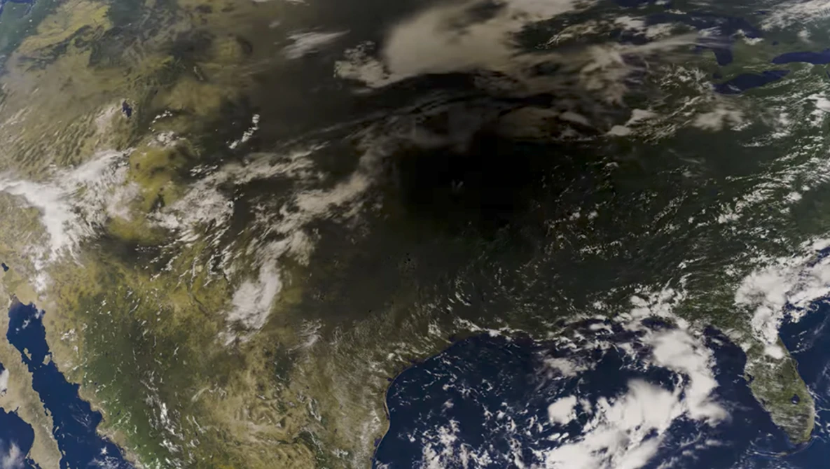 Watch The eclipse as a satellite saw it on YouTube.