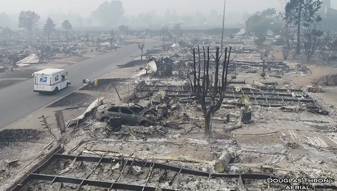 Watch U.S.P.S Postman Delivers Mail Santa Rosa Fires Drone Video Douglas Thron October 10, 2017 California on YouTube.