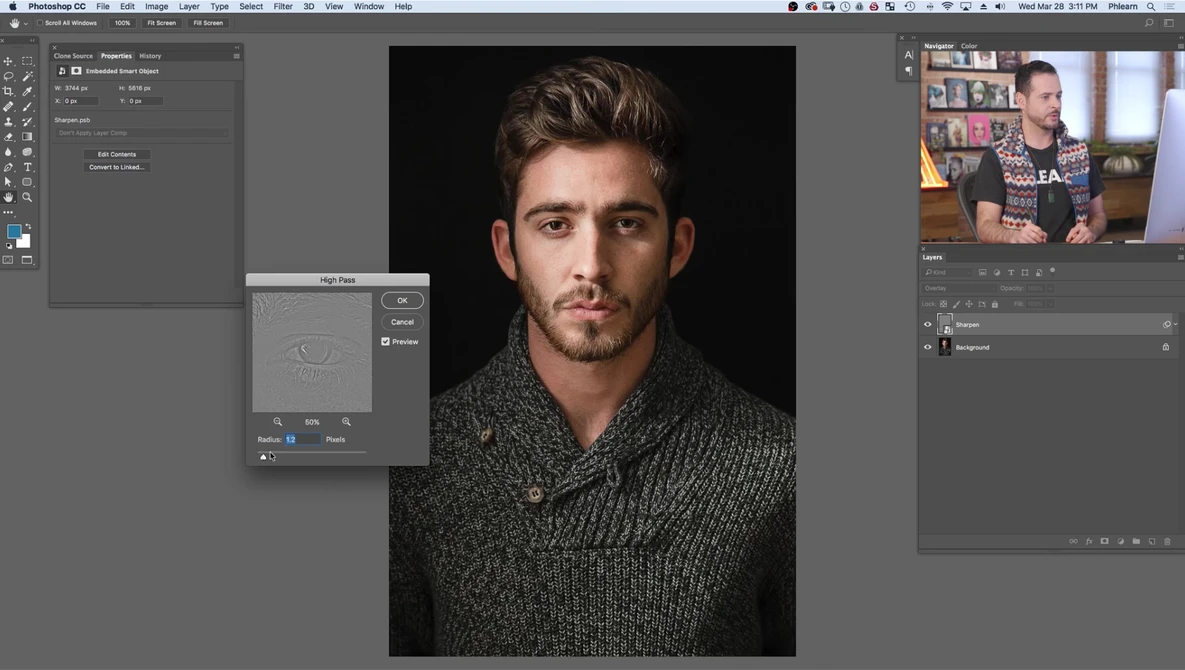 Watch The BEST Way to Sharpen Portraits in Photoshop on YouTube.