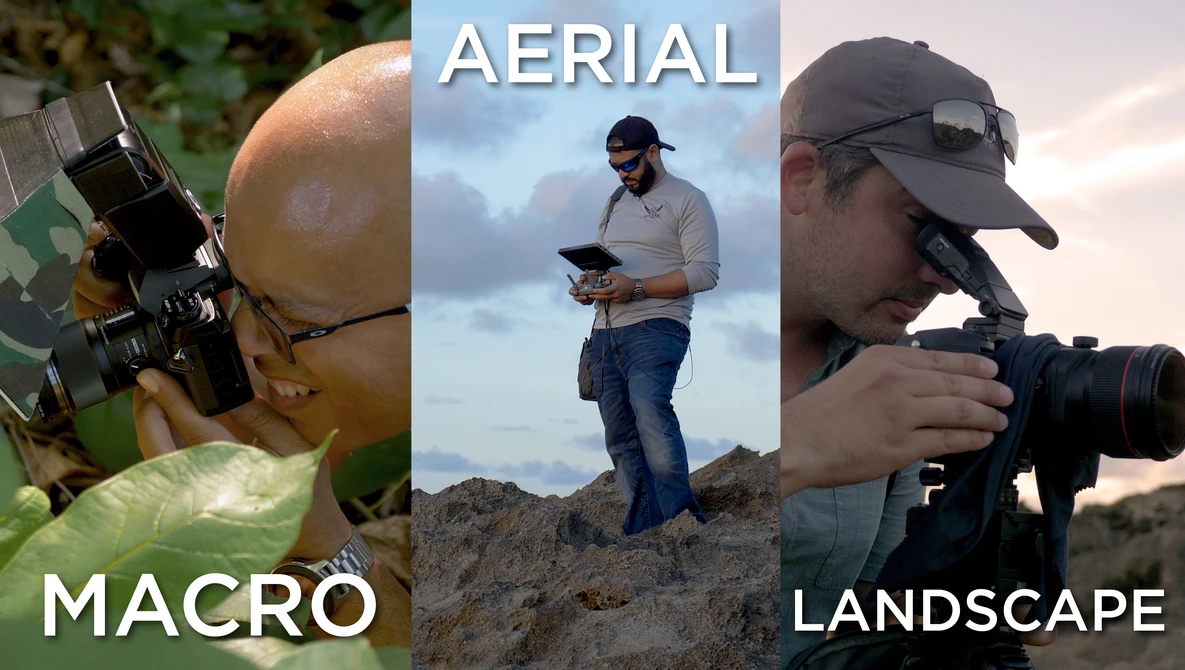 Watch Macro Vs Aerial Vs Landscape Photographer on YouTube.