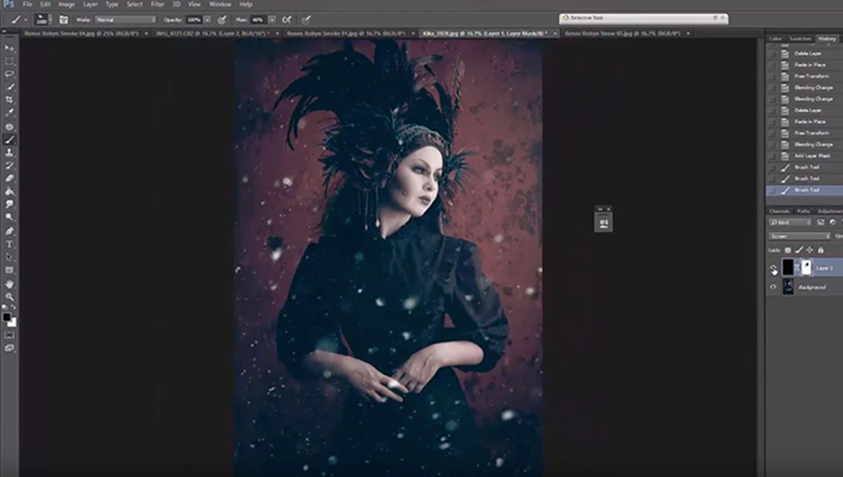 Watch How to Add Realistic Smoke and Snow in Photoshop on YouTube.