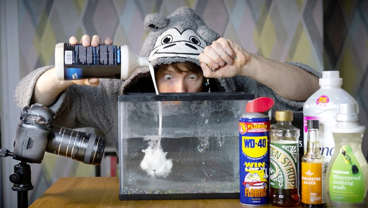 Watch Surprising Macro Images Pouring Household Products into Water on YouTube.
