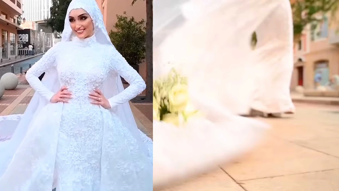 Watch Beirut explosion: Bride's photoshoot interrupted by massive blast on YouTube.