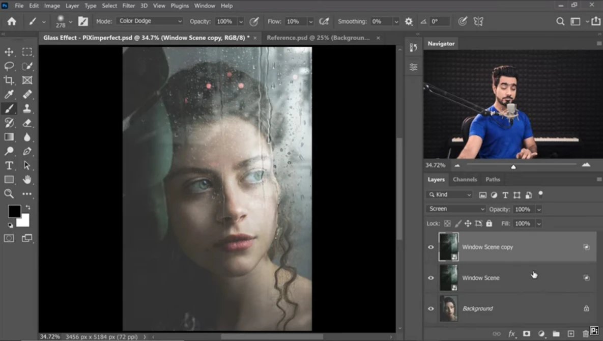 Watch Create Realistic Wet Glass Effect in Photoshop! on YouTube.