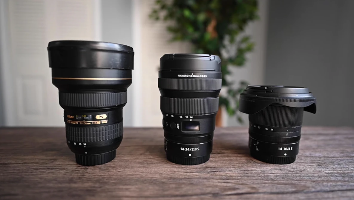 Watch Nikon 14-24 F2.8g vs 14-24 F2.8s  vs  14-30 F4 on a Z7 - Sharpness Comparison on YouTube.