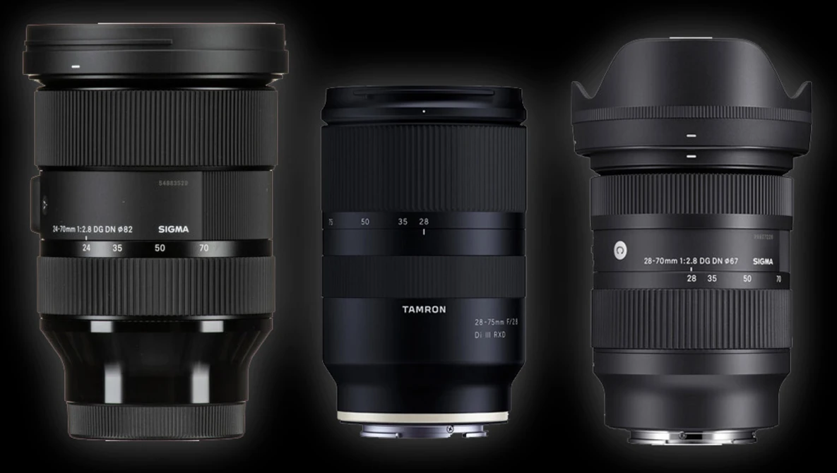 Watch Sigma 28-70 vs. Tamron 28-75 vs. Sigma 24-70: FE-mount f/2.8 zoom lens comparison on YouTube.