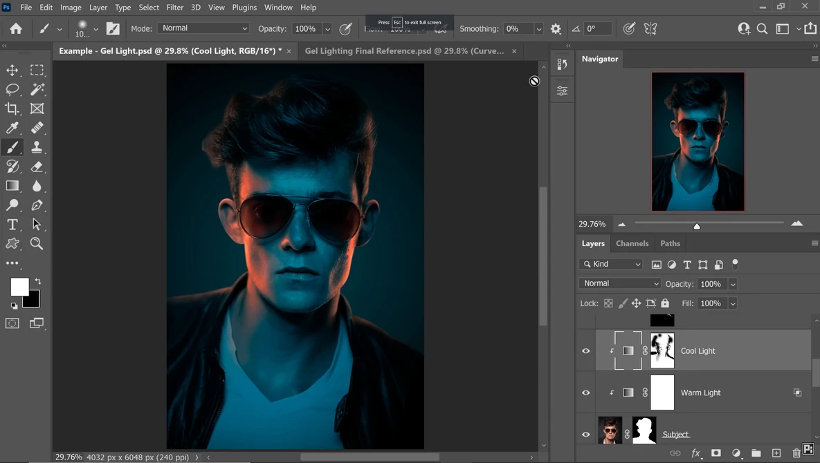 Watch How to Fake Color-Gel Lighting in Photoshop! on YouTube.