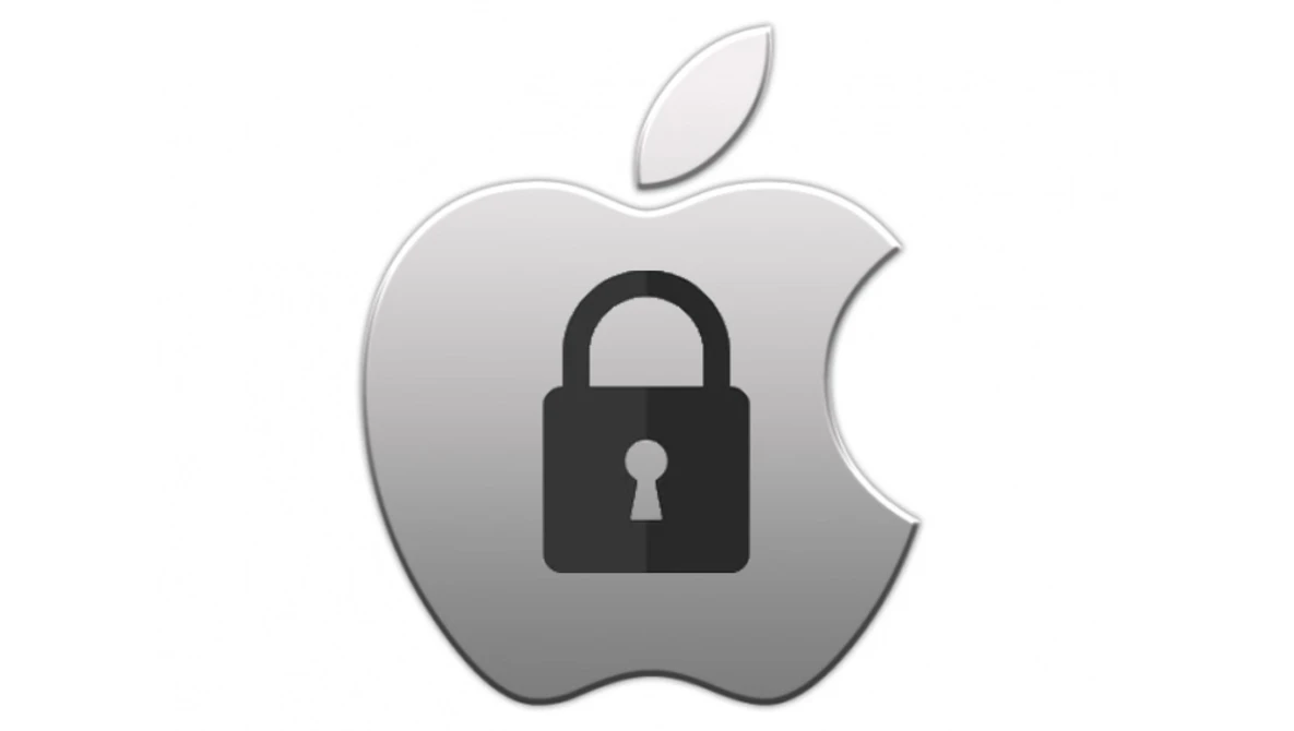 Illustration of Apple logo with padlock icon symbolizing security and privacy.