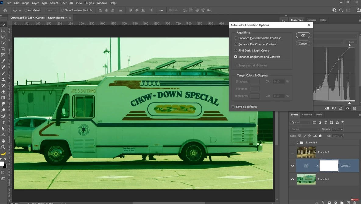 Screenshot of Adobe Lightroom showing color grading adjustment panel open over a vintage green food truck photo.
