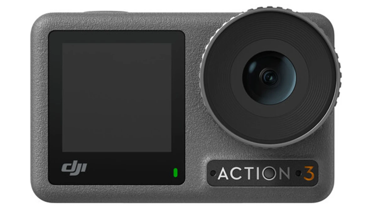 DJI Osmo Action 3 camera with rear touchscreen display and front-facing lens.
