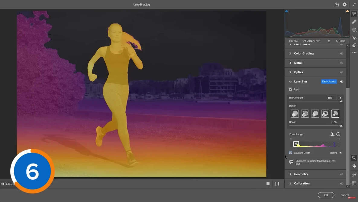 Screenshot of thermal imaging editing software displaying a running figure in yellow against a gradient background.