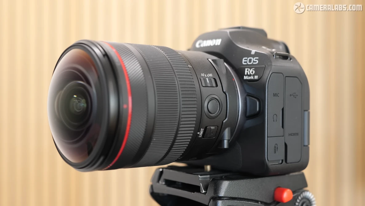 Canon EOS R6 Mark II mirrorless camera with RF 15-35mm f/2.8L IS USM lens mounted on tripod head.