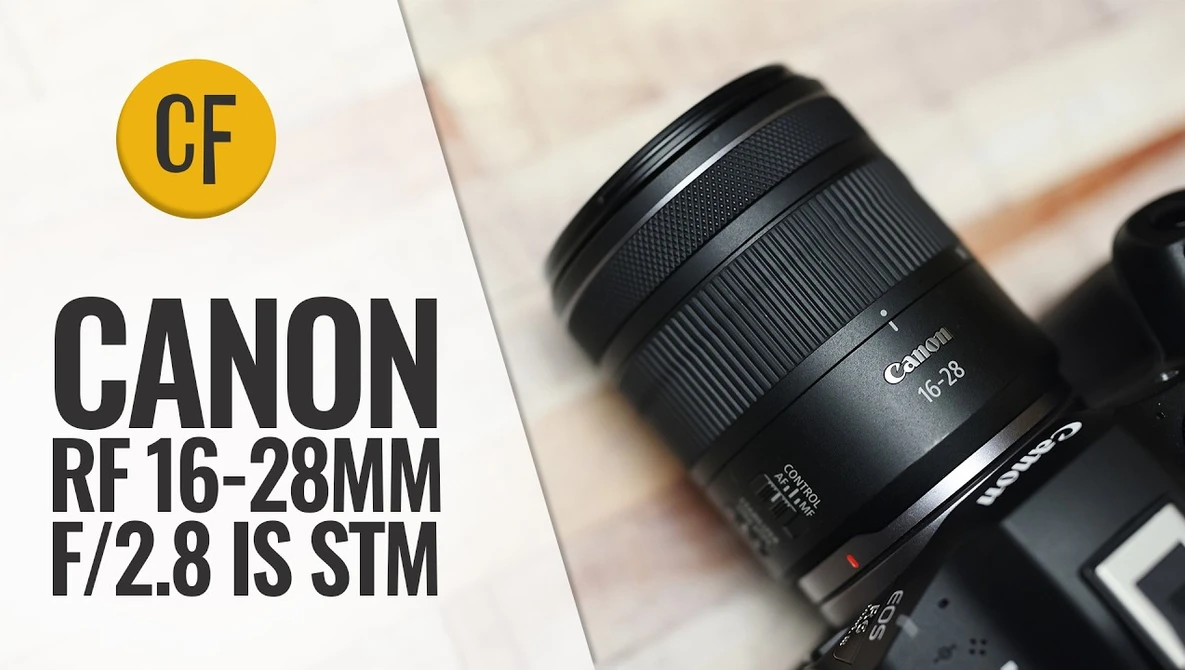 Canon RF 16-28mm f/2.8 IS STM lens mounted on a Canon camera body.
