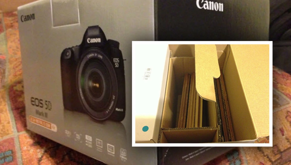 rbanbina 様Canon EOS 5D Mark III❗️ 本体 + 元箱 New 5D Mark III Box Arrives Full of Laminate Flooring, No Camera