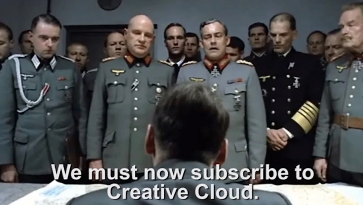 Watch Hitler learns about Adobe's new Creative Cloud model. on YouTube.
