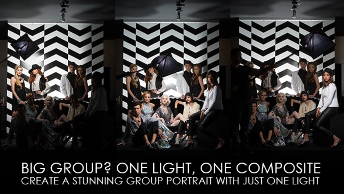 Watch Big Group? One Light, One Composite - Create A Stunning Group Portrait With Just One Light on YouTube.