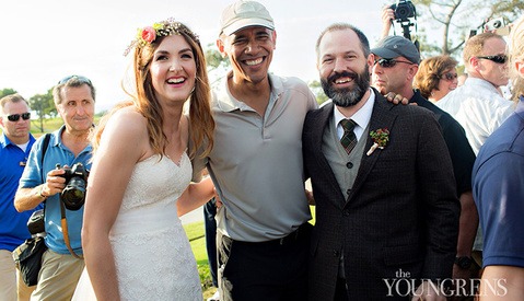 President Obama Greets Couple before Wedding Ceremony