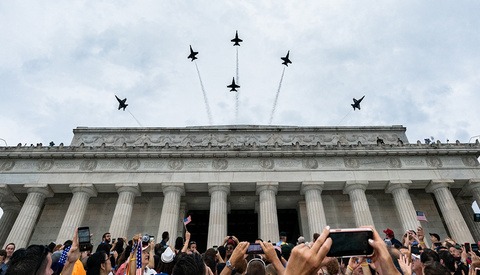 Trump Tweets Blurry Smartphone Photos of Salute to America and His Followers Love It