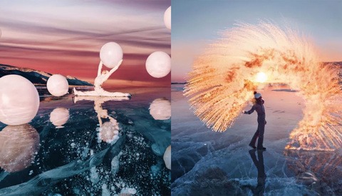 Photographer Shoots Fashion Images on Top of the World's Deepest Lake