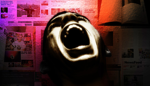 Edvard Munch's The Scream, a painting of a figure standing on a bridge with hands on its face, screaming in agony against a swirling orange sky