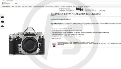 Amazon Goofs, Prematurely Publishes Nikon DF Product Page, Pricing
