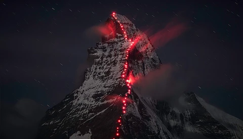 How A Photographer And Team Of Climbers Lit Up The Matterhorn Mountain