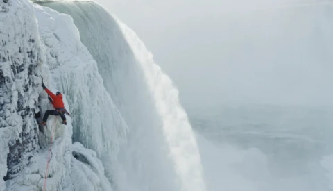 Incredible Imagery of a Climber Scaling Frozen Niagara Falls