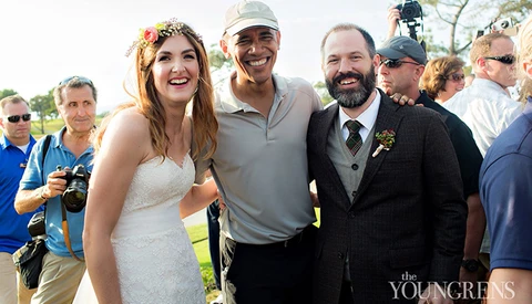 President Obama Greets Couple before Wedding Ceremony