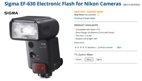 New Sigma EF-630 Flash Coming Soon